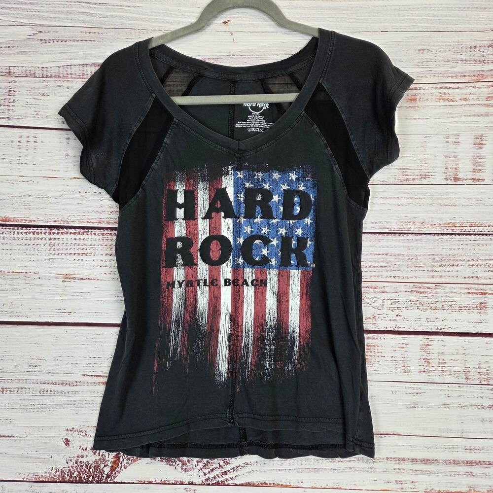 Hard Rock Cafe Myrtle Beach T-Shirt S Cotton Mesh Biker Grunge Festival Coastal